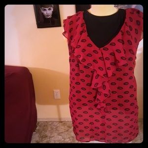 Torrid Sleeveless Kisses Chiffon Ruffle Top